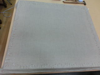 裏打ちのための画布 絵画の保存修復作業20