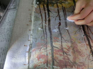 画面のクリーニング 絵画の保存修復作業25