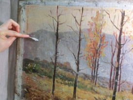 画面のクリーニング 絵画の保存修復作業40