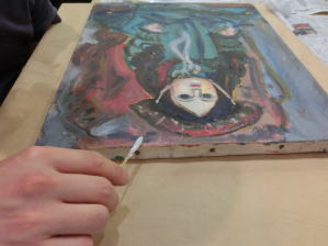 絵画の保存修復作業9.21