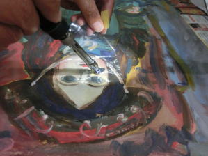 絵画の保存修復作業9.21