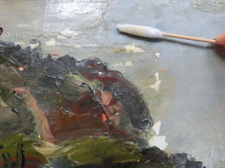 古くなったワニスの黄変